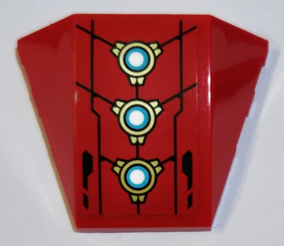 Wedge 4 x 3 Triple Curved No Studs with Gold Circles, White and Medium Azure Lights Pattern Model Right Side (Sticker) - Set 71765