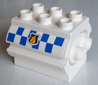 Duplo Container Water Container with Fire Badge on Blue and White Checkered Background Pattern on Both Sides (Stickers) - Set 7844