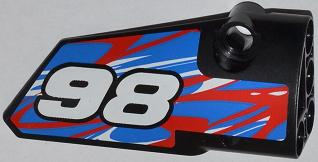Technic, Panel Fairing # 4 Small Smooth Long, Side B with '98' and Red and White Swirls on Blue Pattern (Sticker) - Set 42010