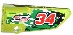 Technic, Panel Fairing # 4 Small Smooth Long, Side B with Red Number 34, 2 White Arrows and 'PULL BACK' Pattern (Sticker) - Set 42027