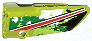 Technic, Panel Fairing # 4 Small Smooth Long, Side B with Red and White Stripe on Black, White and Green Camouflage Pattern (Sticker) - Set 42027