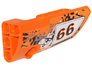 Technic, Panel Fairing # 4 Small Smooth Long, Side B with '66' on White, Black and Gray Paint Splotches Pattern (Sticker) - Set 9392