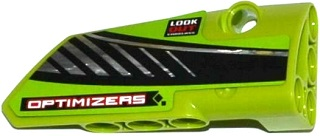 Technic, Panel Fairing # 4 Small Smooth Long, Side B with 'LOOK OUT', 'OPTIMIZERS' and Black and Silver Stripes Pattern (Sticker) - Set 42037