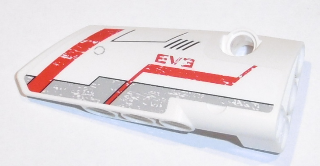 Technic, Panel Fairing # 4 Small Smooth Long, Side B with Red 'EV3' and Light Bluish Gray and Red Stripes Pattern (Sticker) - Set 31313