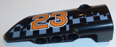 Technic, Panel Fairing # 4 Small Smooth Long, Side B with Orange '23' on Gray Checkered Background Pattern (Sticker) - Set 42002