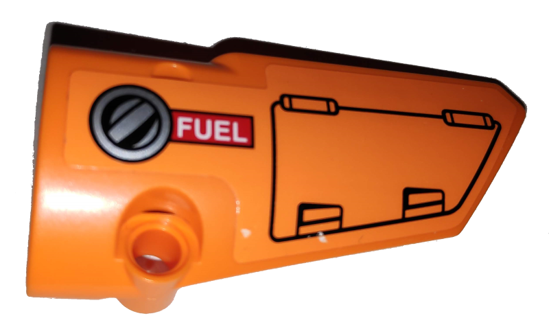 Technic, Panel Fairing # 4 Small Smooth Long, Side B with Hatch and Fuel Filler Cap on Orange Background Pattern (Sticker) - Set 42038