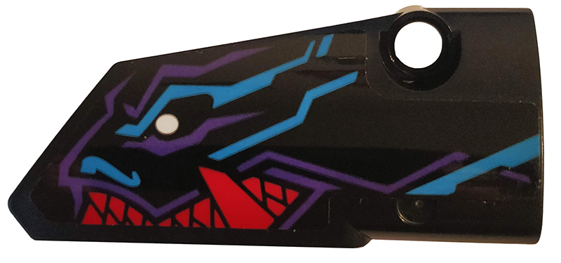 Technic, Panel Fairing # 4 Small Smooth Long, Side B with Medium Azure, Red and Dark Purple Dragon Head Pattern (Sticker) - Set 70642