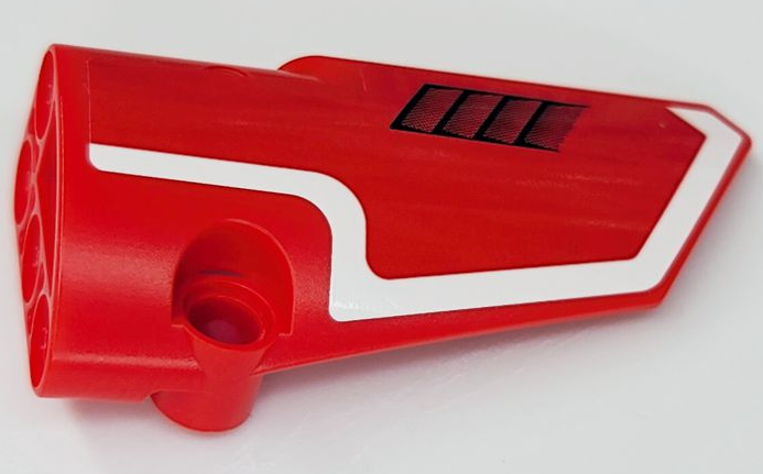 Technic, Panel Fairing # 4 Small Smooth Long, Side B with White Stripe and Black Air Vent Pattern (Sticker) - Set 42075