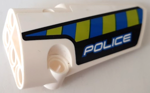 Technic, Panel Fairing # 4 Small Smooth Long, Side B with Blue and Lime Diagonal Stripes and 'POLICE' Pattern (Sticker) - Set 42091