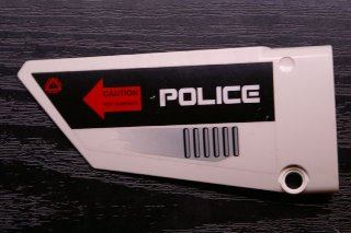 Technic, Panel Fairing #17 Large Smooth, Side A with 'POLICE' and 'CAUTION HOT SURFACE' Pattern (Sticker) - Set 5973