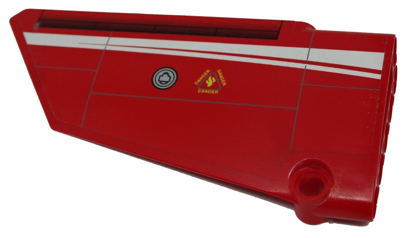 Technic, Panel Fairing #17 Large Smooth, Side A with Black Airplane Flaps and 'DANGER' Pattern (Sticker) - Set 9394