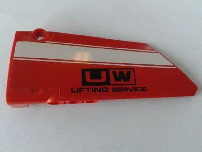 Technic, Panel Fairing #17 Large Smooth, Side A with White Stripe and 'UW LIFTING SERVICE' Pattern (Sticker) - Set 8258