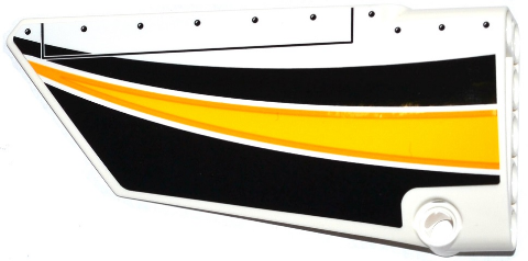 Technic, Panel Fairing #17 Large Smooth, Side A with Yellow, Orange and White Stripes on Black Background Pattern (Sticker) - Set 42044