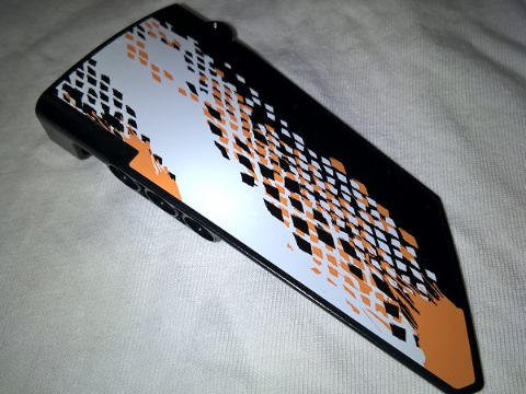 Technic, Panel Fairing #17 Large Smooth, Side A with White and Orange Rhombuses Pattern (Sticker) - Set 9398