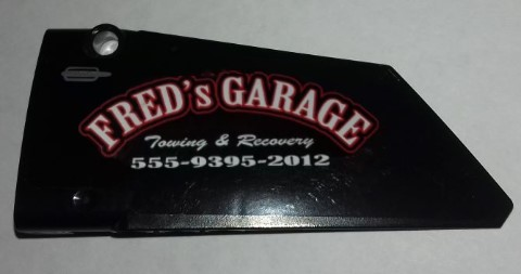 Technic, Panel Fairing #17 Large Smooth, Side A with 'FRED's GARAGE', 'Towing & Recovery' and '555-9395-2012' Pattern (Sticker) - Set 9395