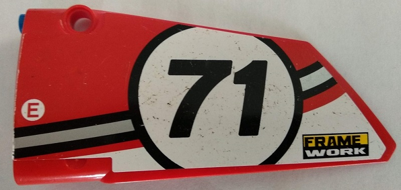 Technic, Panel Fairing #17 Large Smooth, Side A with Number 71 and 'FRAME WORK' Pattern (Sticker) - Set 42000