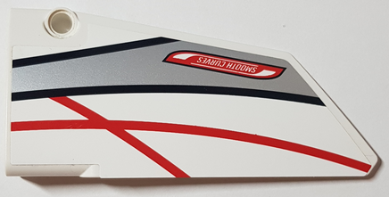 Technic, Panel Fairing #17 Large Smooth, Side A with 'SMOOTH CURVES', Black, Red and Silver Stripes Pattern (Sticker) - Set 42000