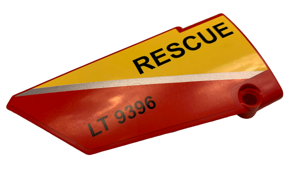 Technic, Panel Fairing #17 Large Smooth, Side A with Silver Stripe, 'RESCUE' and 'LT 9396' Pattern (Sticker) - Set 9396