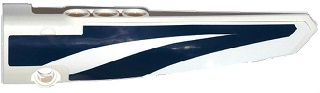 Technic, Panel Fairing # 6 Long Smooth, Side B with White and Dark Blue Decorative Stripes Pattern (Sticker) - Set 42033