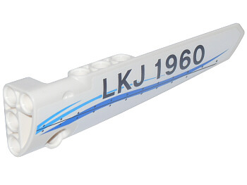 Technic, Panel Fairing # 6 Long Smooth, Side B with Blue Curved Stripes and 'LKJ 1960' Pattern (Sticker) - Set 42025