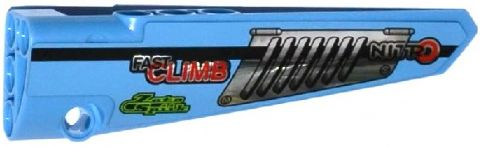 Technic, Panel Fairing # 6 Long Smooth, Side B with Silver Vent Grille, 'FAST CLIMB', NITRO' and 'ZATO SPARK' Pattern (Sticker) - Set 42037