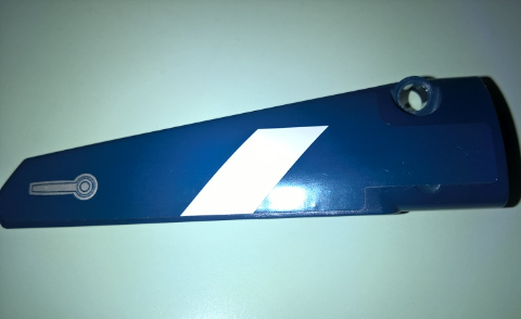 Technic, Panel Fairing # 6 Long Smooth, Side B with White Stripe and Door Handle Pattern (Sticker) - Set 41999