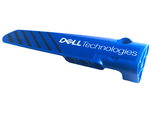 Technic, Panel Fairing # 6 Long Smooth, Side B with Black Diagonal Stripes and White 'DELL Technologies' Pattern (Sticker) - Set 42141