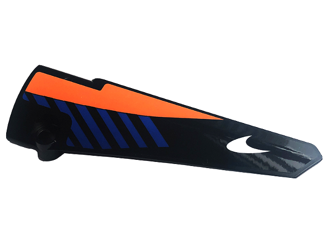 Technic, Panel Fairing # 6 Long Smooth, Side B with Blue Diagonal Stripes, Orange Panel and White McLaren Logo Pattern (Sticker) - Set 42141