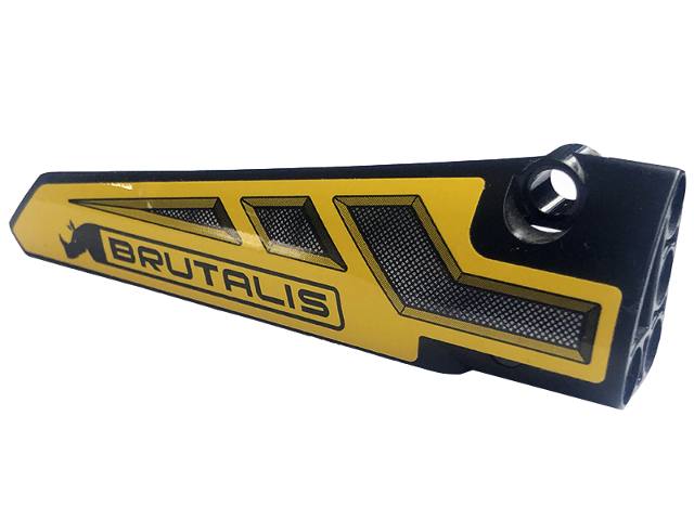 Technic, Panel Fairing # 6 Long Smooth, Side B with Grilles, 'BRUTALIS' and Rhino on Yellow Background Pattern (Sticker) - Set 42094