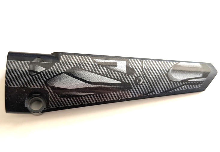 Technic, Panel Fairing # 6 Long Smooth, Side B with Silver Carbon Fiber and Air Vents Pattern (Sticker) - Sets 42151 / 42162