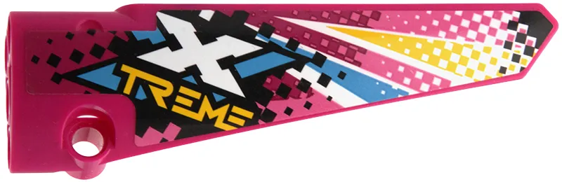 Technic, Panel Fairing # 6 Long Smooth, Side B with Dark Azure, White and Yellow 'XTREME' and Checkered Background Pattern (Sticker) - Set 42124