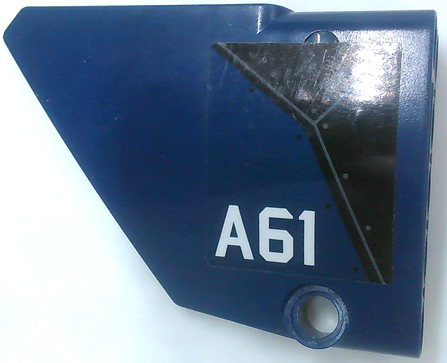 Technic, Panel Fairing #13 Large Short Smooth, Side A with Black Hull Plates and White 'A61' Pattern (Sticker) - Set 76126