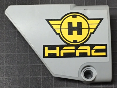 Technic, Panel Fairing #13 Large Short Smooth, Side A with Black and Yellow Hero Factory Symbol and 'HFAC' Pattern (Sticker) - Set 7160