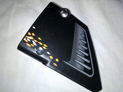 Technic, Panel Fairing #13 Large Short Smooth, Side A with Air Intake and White and Orange Rhombuses Pattern (Sticker) - Set 9398