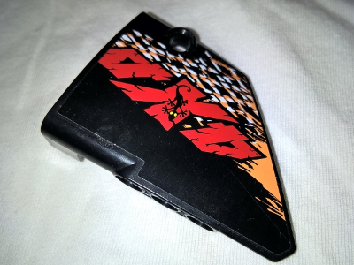 Technic, Panel Fairing #13 Large Short Smooth, Side A with White and Orange Rhombuses and '4X4' Pattern (Sticker) - Set 9398