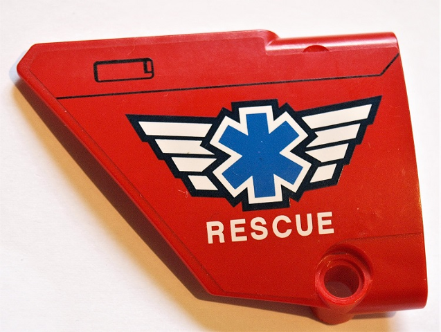 Technic, Panel Fairing #13 Large Short Smooth, Side A with EMT Star of Life and 'RESCUE' Pattern (Sticker) - Set 8068