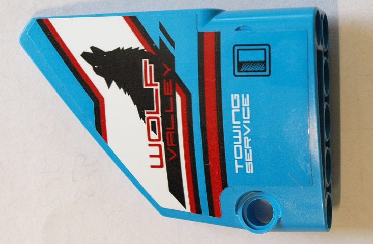 Technic, Panel Fairing #13 Large Short Smooth, Side A with 'WOLF VALLEY' and 'TOWING SERVICE' Pattern (Sticker) - Set 42070