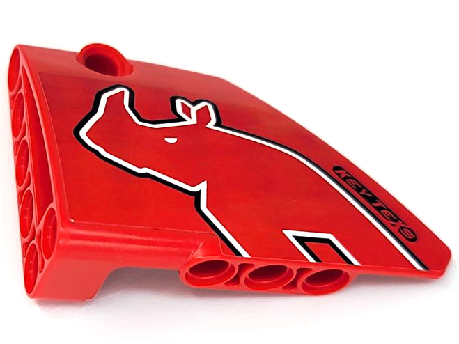 Technic, Panel Fairing #13 Large Short Smooth, Side A with Rhino Head Outline, 'KEY TEXS' on Black Background Pattern (Sticker) - Sets 8041 / 42041