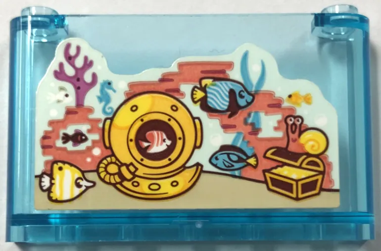 Windscreen 1 x 6 x 3 with Fish Tank with Diving Helmet and Treasure Chest Pattern (Sticker) - Set 41720
