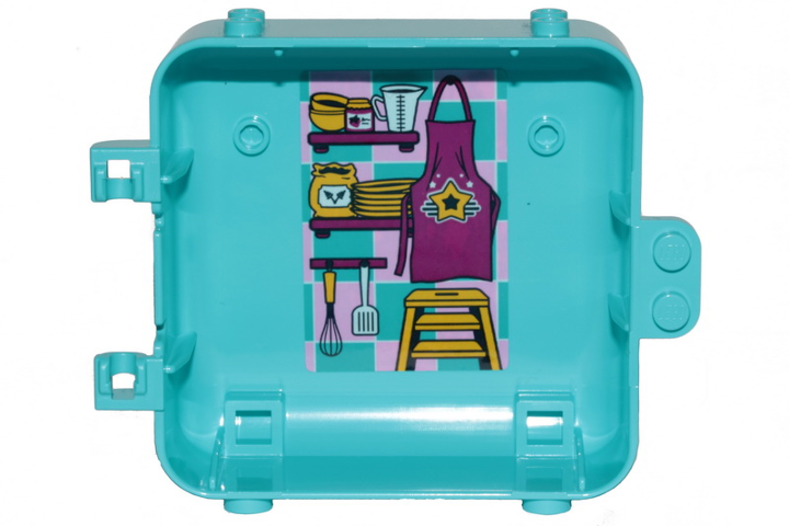 Container, Box 3 x 8 x 6 2/3 Half Back with Apron, Dishes, Ladder, Spatula and Whisk Pattern (Sticker) - Set 41401