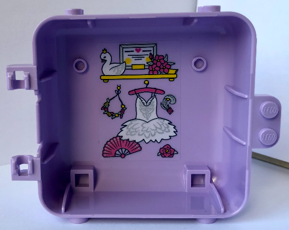 Container, Box 3 x 8 x 6 2/3 Half Back with Dress, Fan, Flowers, Swan and Certificate Pattern (Sticker) - Set 41670