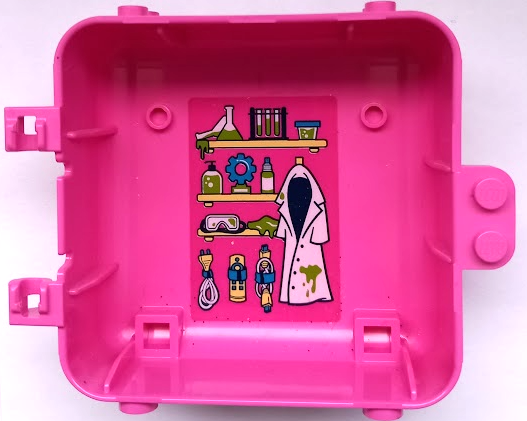 Container, Box 3 x 8 x 6 2/3 Half Back with White Lab Coat, Cables, Shelves with Slime, Safety Goggles, Test Tubes and Erlenmeyer Flasks Pattern (Sticker) - Set 41402