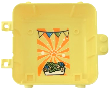 Container, Box 3 x 8 x 6 2/3 Half Back with Bunting, Flowers in Pot, Orange Paw Print and Stripes in Swirl Pattern (Sticker) - Set 41664