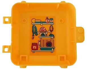 Container, Box 3 x 8 x 6 2/3 Half Back with Pet Store Shelves with Hamster Cage, Collar, Lead and Cat Treats Pattern (Sticker) - Set 41405