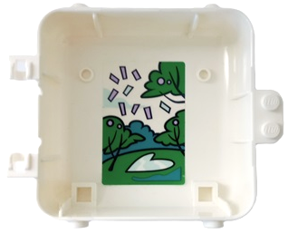 Container, Box 3 x 8 x 6 2/3 Half Back with Trees, Confetti and Heart Shaped Pond Pattern (Sticker) - Set 41663