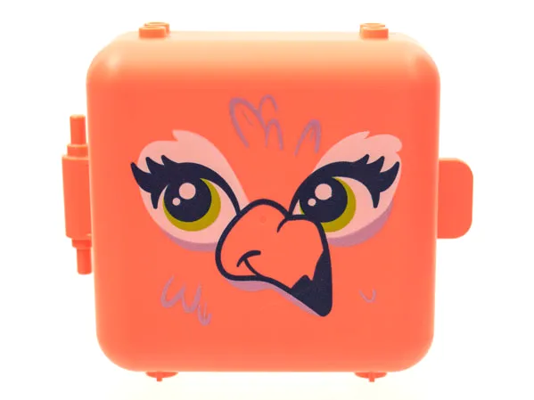 Container, Box 3 x 8 x 6 2/3 Half Front with Flamingo Bird Face Pattern