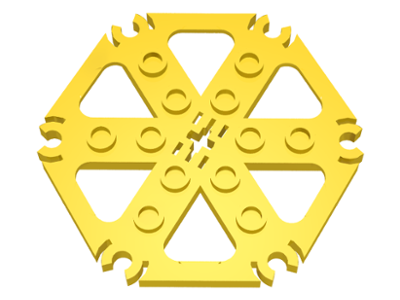 Technic, Plate Rotor 6 Blade with Clip Ends Connected (Water Wheel) - Hollow Studs