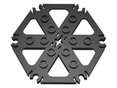 Technic, Plate Rotor 6 Blade with Clip Ends Connected (Water Wheel) - Hollow Studs