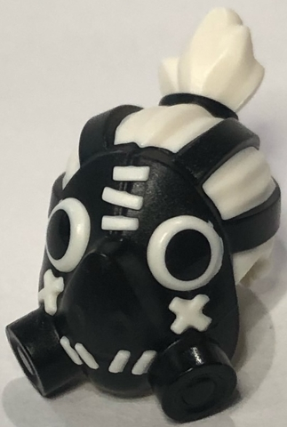 Minifigure, Headgear Gas Mask Roadhog with White Hair in Top Knot Pattern