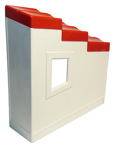 Duplo Wall 2 x 6 x 6 with Window Right and Red Roof Slope 33 2 x 6 with Stepped Shingles